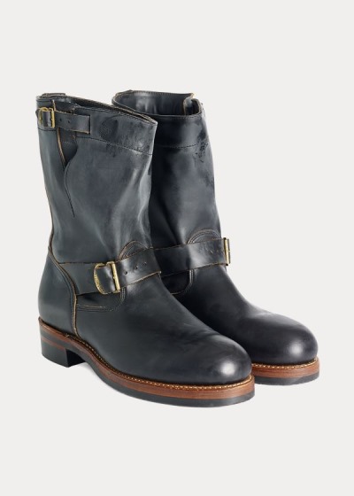 Botas Ralph Lauren Hombre Negros - Leather Engineer - GOSEQ7251